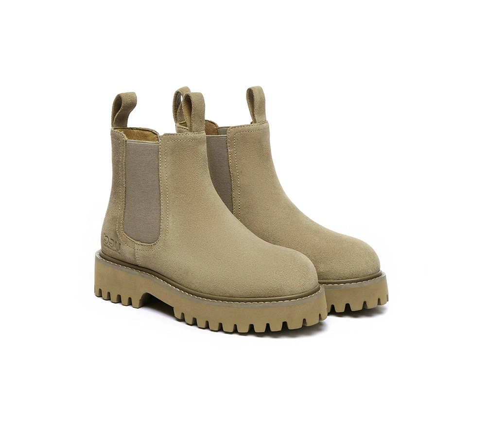 UGG Boots Sheepskin Wool Suede Chelsea Block Heel Chana 8 UGG Boots Sheepskin Wool Suede Chelsea Block Heel Chana - Image 8