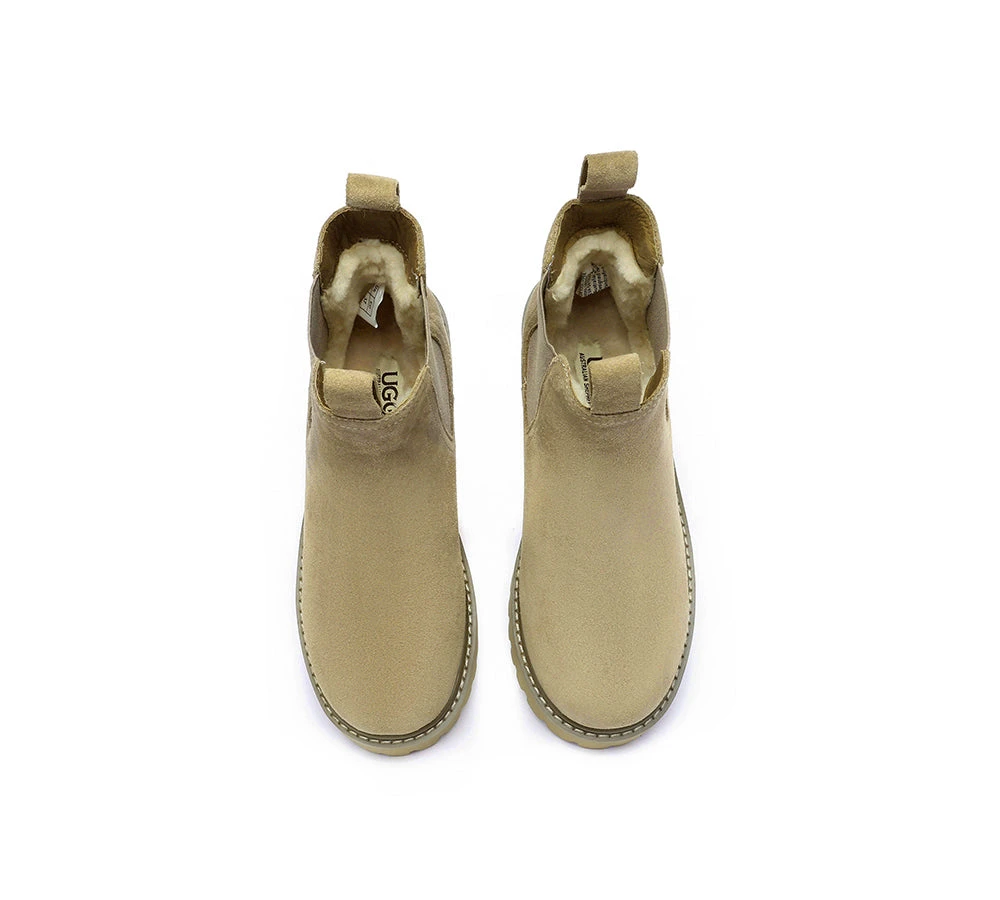 UGG Boots Sheepskin Wool Suede Chelsea Block Heel Chana 12 UGG Boots Sheepskin Wool Suede Chelsea Block Heel Chana - Image 12