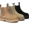UGG Boots Sheepskin Wool Suede Chelsea Block Heel Chana