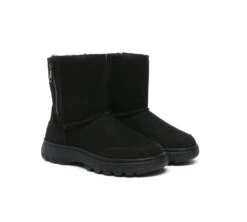 Women Men Sheepskin Wool Zipper Short Outdoor Boots -Ugg PF0A6677