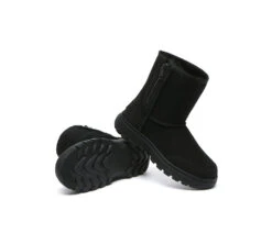 Women Men Sheepskin Wool Zipper Short Outdoor Boots -Ugg PF0A6678