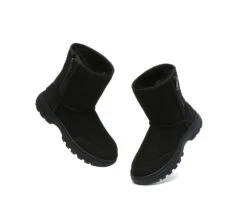 Women Men Sheepskin Wool Zipper Short Outdoor Boots -Ugg PF0A6685