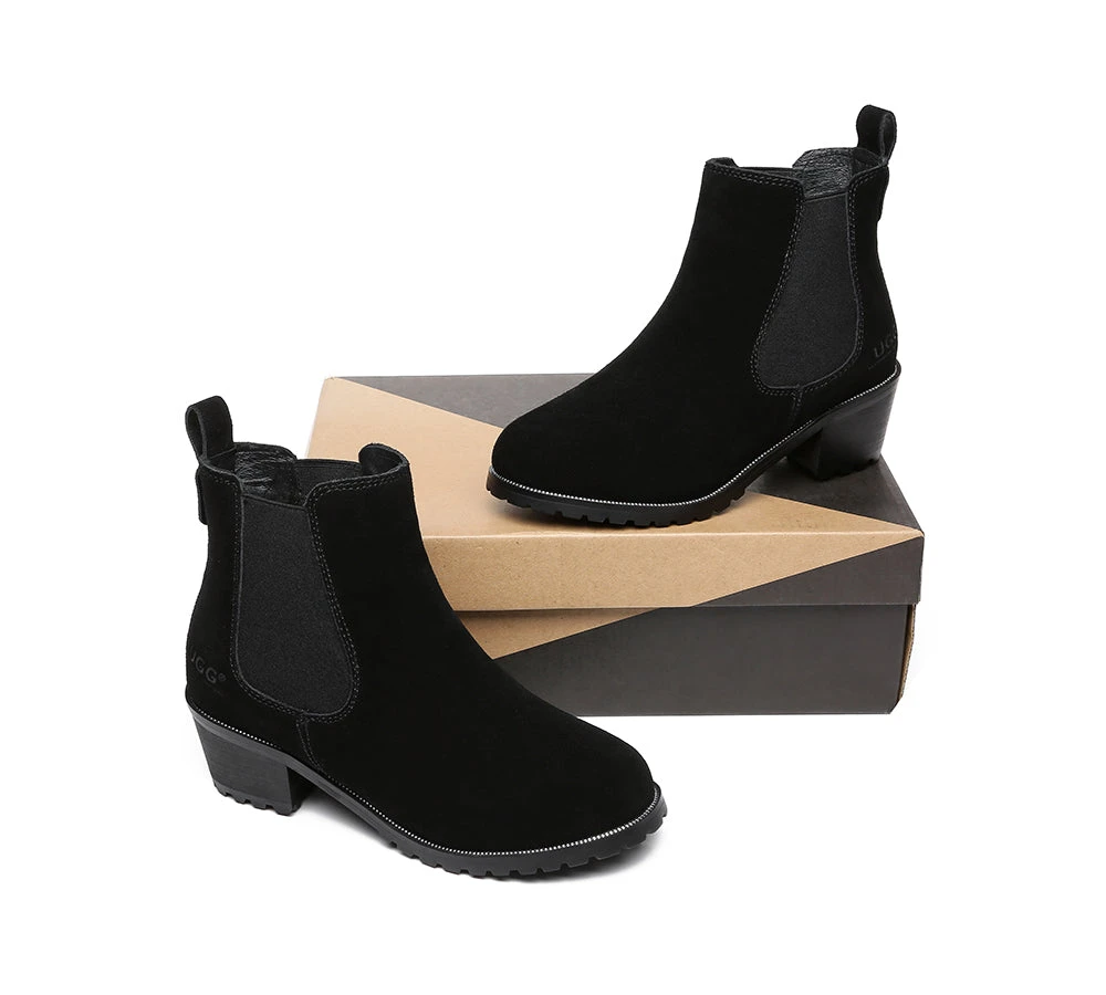 Women Heels Sheepskin Wool Block Heel Boots Sylvia 11 Women Heels Sheepskin Wool Block Heel Boots Sylvia - Image 11