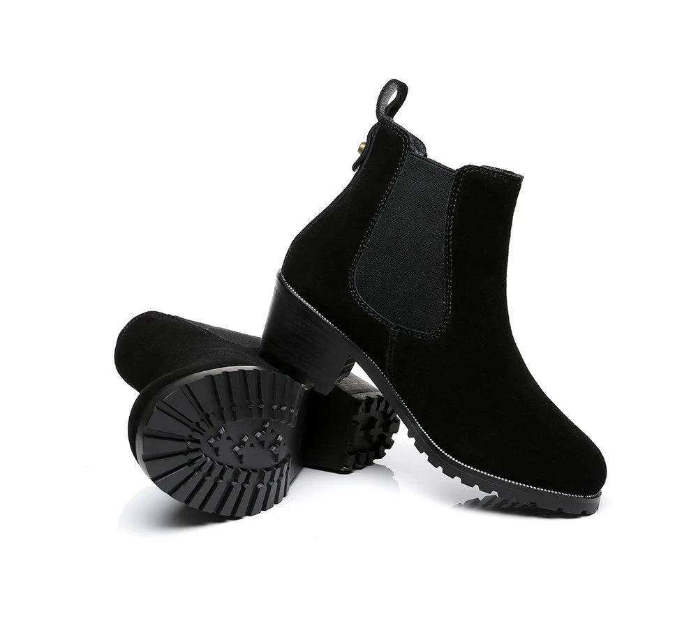 Women Heels Sheepskin Wool Block Heel Boots Sylvia 10 Women Heels Sheepskin Wool Block Heel Boots Sylvia - Image 10