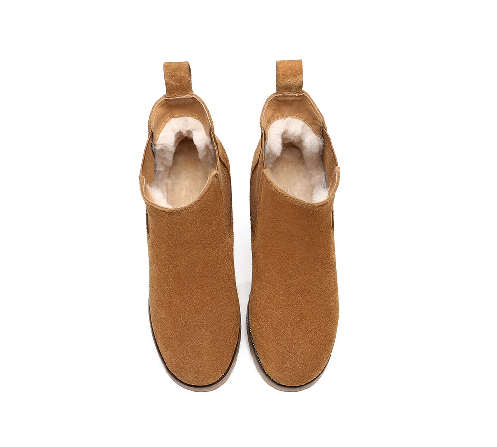 Women Heels Sheepskin Wool Block Heel Boots Sylvia 7 Women Heels Sheepskin Wool Block Heel Boots Sylvia - Image 7