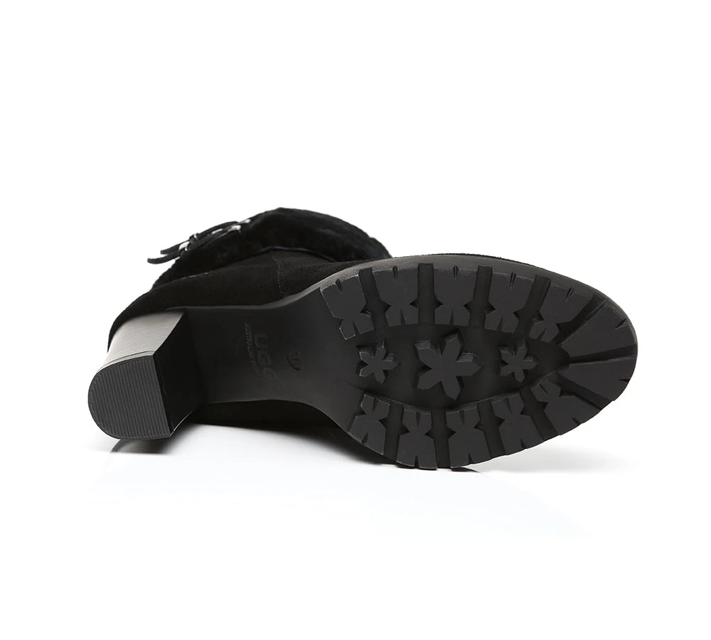 Women Shearling Zippered Heels Fashion Boots Candice 14 Women Shearling Zippered Heels Fashion Boots Candice - Image 14