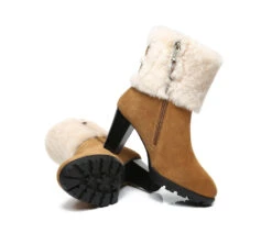 Women Shearling Zippered Heels Fashion Boots Candice 17 Women Shearling Zippered Heels Fashion Boots Candice -Ugg fashion boots ugg boots women shearling heels style candice 4