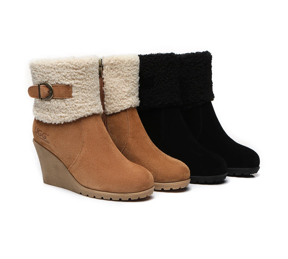 UGG Boots Women Sheepskin Shearling Zipper Wedge Fashion Boots Joanna 1 UGG Boots Women Sheepskin Shearling Zipper Wedge Fashion Boots Joanna