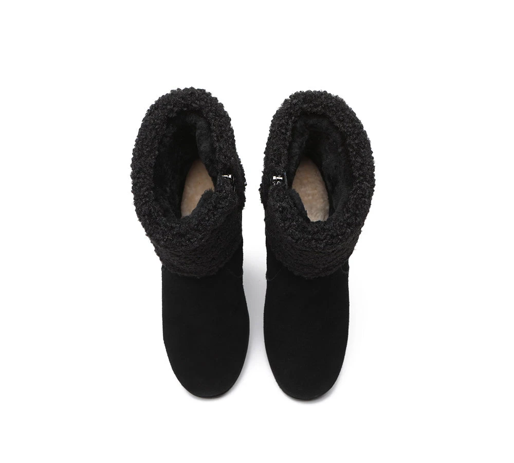 UGG Boots Women Sheepskin Shearling Zipper Wedge Fashion Boots Joanna 13 UGG Boots Women Sheepskin Shearling Zipper Wedge Fashion Boots Joanna - Image 13