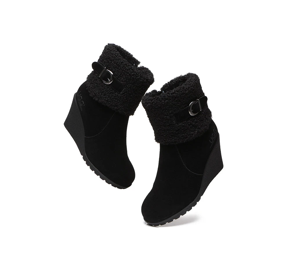 UGG Boots Women Sheepskin Shearling Zipper Wedge Fashion Boots Joanna 12 UGG Boots Women Sheepskin Shearling Zipper Wedge Fashion Boots Joanna - Image 12