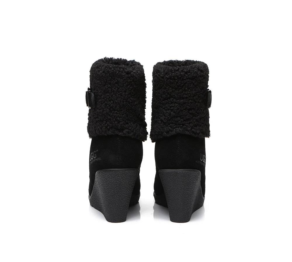 UGG Boots Women Sheepskin Shearling Zipper Wedge Fashion Boots Joanna 14 UGG Boots Women Sheepskin Shearling Zipper Wedge Fashion Boots Joanna - Image 14
