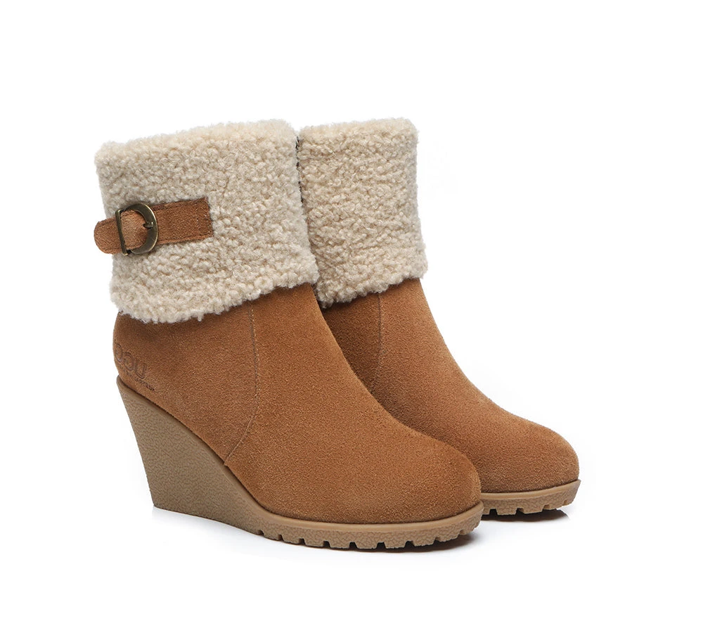 UGG Boots Women Sheepskin Shearling Zipper Wedge Fashion Boots Joanna 3 UGG Boots Women Sheepskin Shearling Zipper Wedge Fashion Boots Joanna - Image 3