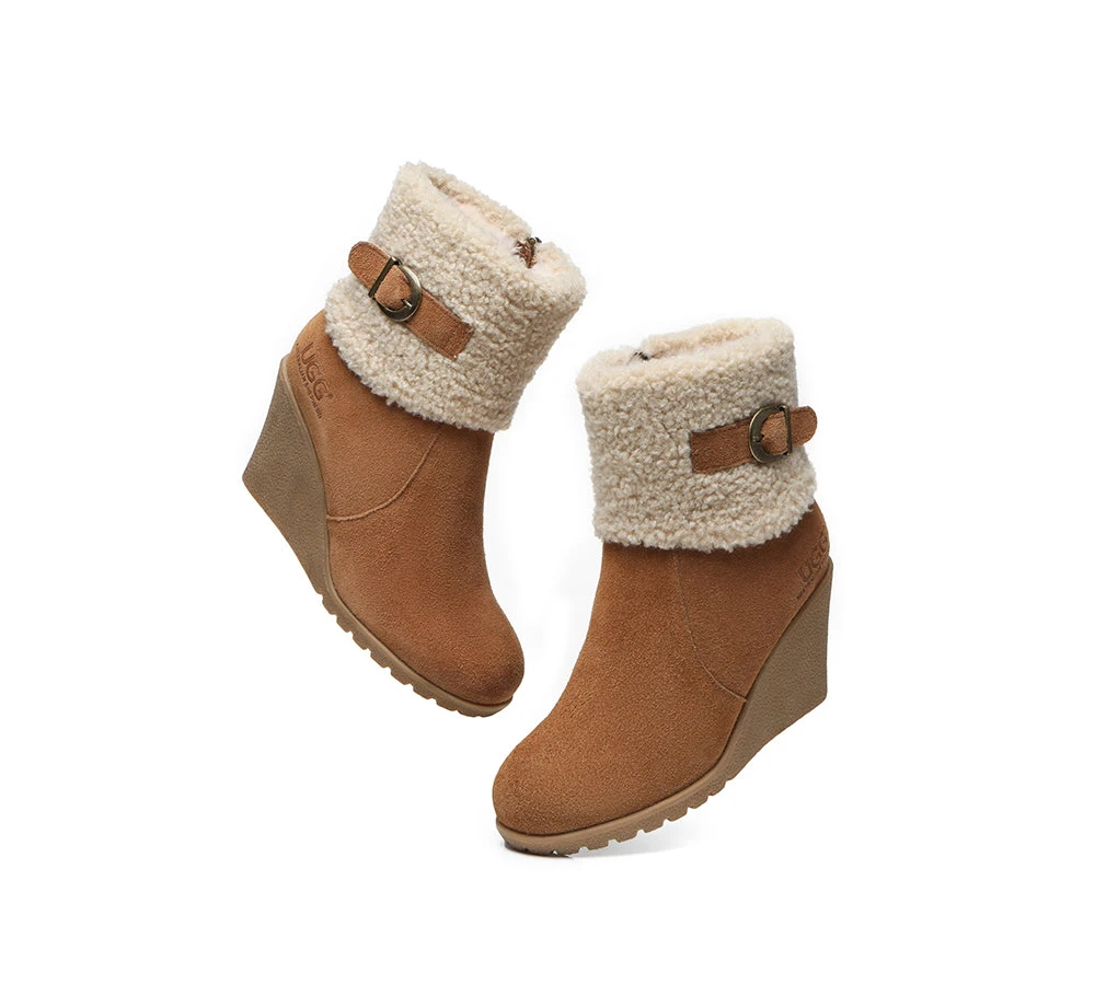 UGG Boots Women Sheepskin Shearling Zipper Wedge Fashion Boots Joanna 6 UGG Boots Women Sheepskin Shearling Zipper Wedge Fashion Boots Joanna - Image 6