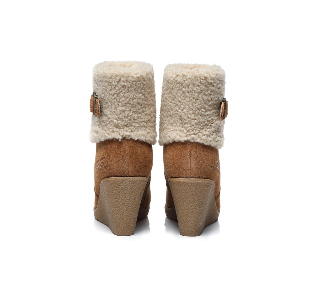 UGG Boots Women Sheepskin Shearling Zipper Wedge Fashion Boots Joanna 8 UGG Boots Women Sheepskin Shearling Zipper Wedge Fashion Boots Joanna - Image 8
