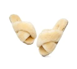 UGG Slides Sheepskin Wool Crossover Fluffy Slides Linty -Ugg slides as ugg crossover slides linty 16