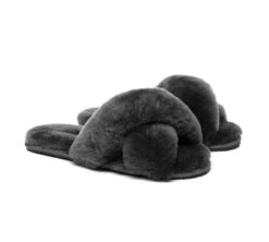 UGG Slides Sheepskin Wool Crossover Fluffy Slides Linty -Ugg slides as ugg crossover slides linty 2