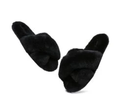 UGG Slides Sheepskin Wool Crossover Fluffy Slides Linty -Ugg slides as ugg crossover slides linty 22