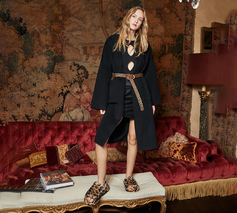 UGG Slides Women Sheepskin Wool Leopard Print Fluffy Sandals Pamela 2 UGG Slides Women Sheepskin Wool Leopard Print Fluffy Sandals Pamela - Image 2