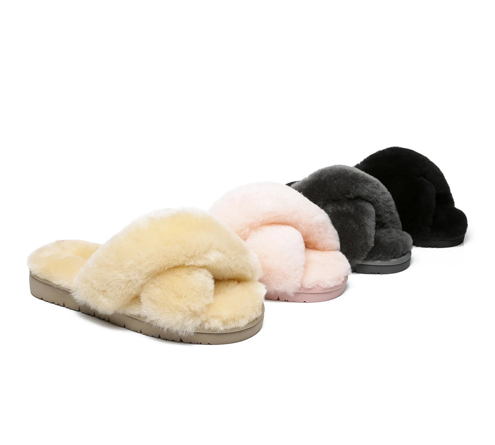 UGG Slides Women Fluffy Cross Slides Sandals Leanna Scuff 1 UGG Slides Women Fluffy Cross Slides Sandals Leanna Scuff