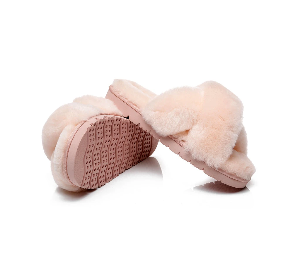 UGG Slides Women Fluffy Cross Slides Sandals Leanna Scuff 10 UGG Slides Women Fluffy Cross Slides Sandals Leanna Scuff - Image 10