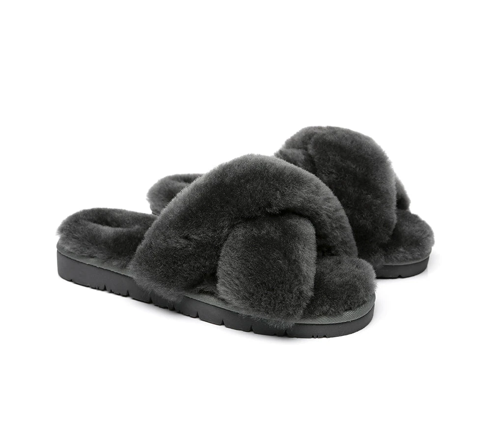 UGG Slides Women Fluffy Cross Slides Sandals Leanna Scuff 15 UGG Slides Women Fluffy Cross Slides Sandals Leanna Scuff - Image 15