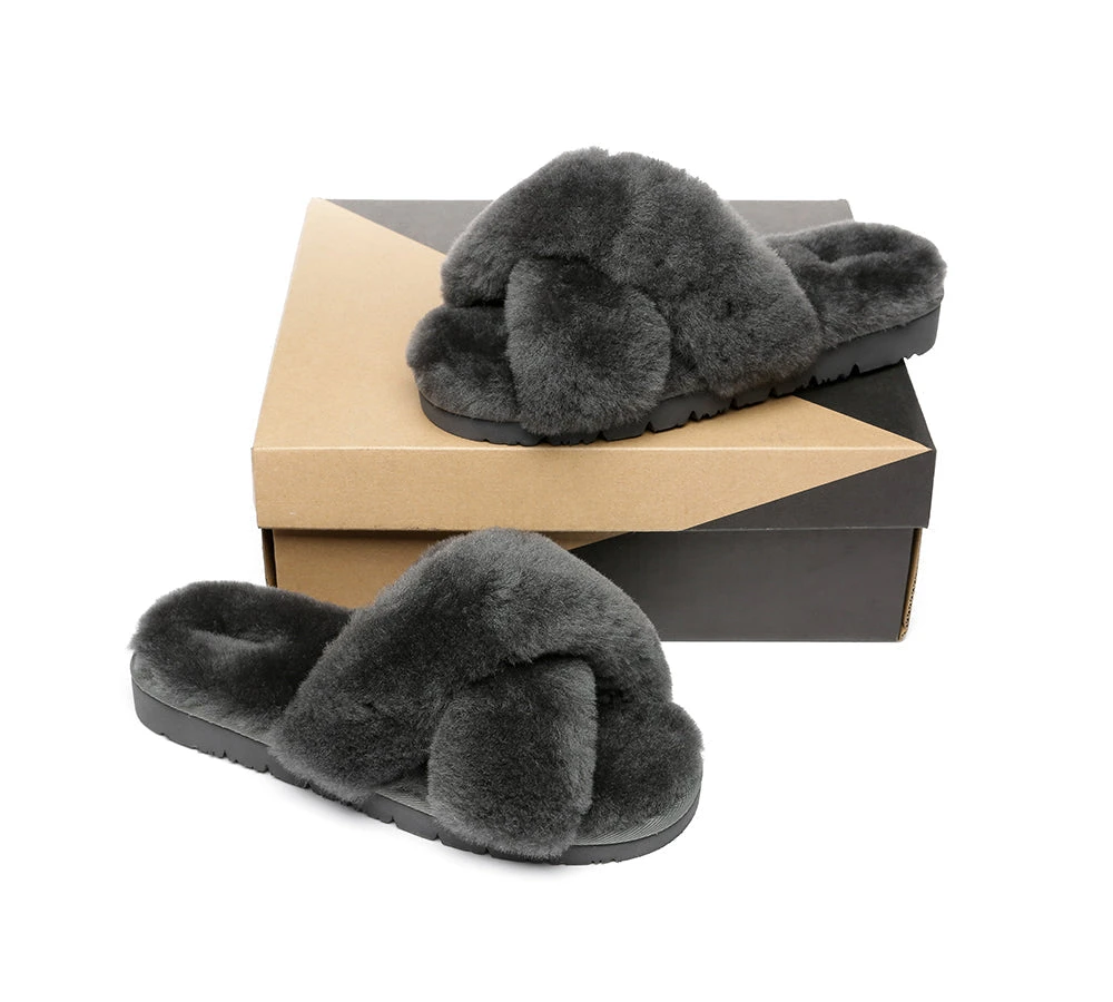 UGG Slides Women Fluffy Cross Slides Sandals Leanna Scuff 17 UGG Slides Women Fluffy Cross Slides Sandals Leanna Scuff - Image 17
