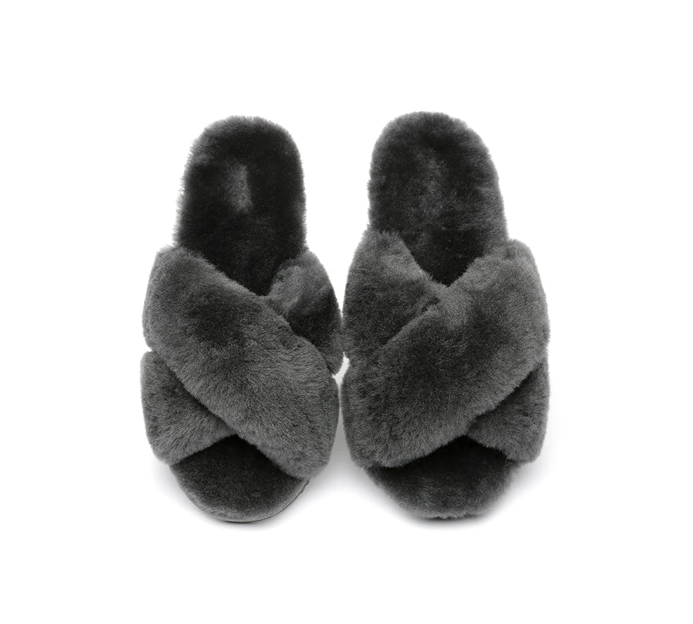 UGG Slides Women Fluffy Cross Slides Sandals Leanna Scuff 19 UGG Slides Women Fluffy Cross Slides Sandals Leanna Scuff - Image 19