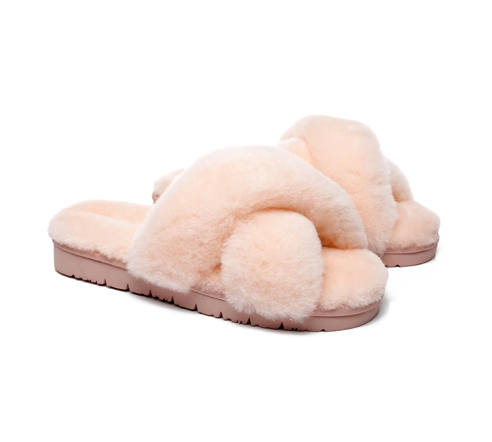 UGG Slides Women Fluffy Cross Slides Sandals Leanna Scuff 9 UGG Slides Women Fluffy Cross Slides Sandals Leanna Scuff - Image 9