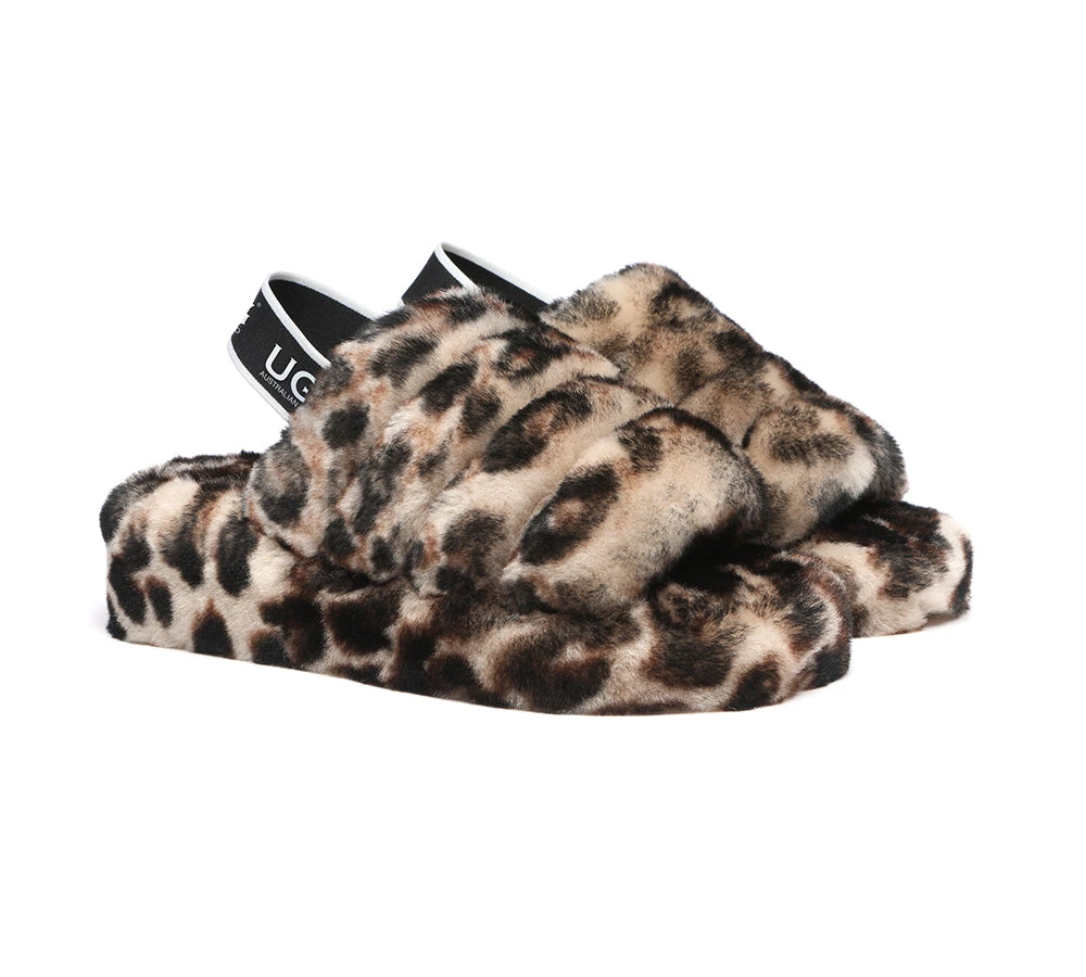 UGG Slides Women Sheepskin Wool Leopard Print Fluffy Sandals Pamela 1 UGG Slides Women Sheepskin Wool Leopard Print Fluffy Sandals Pamela