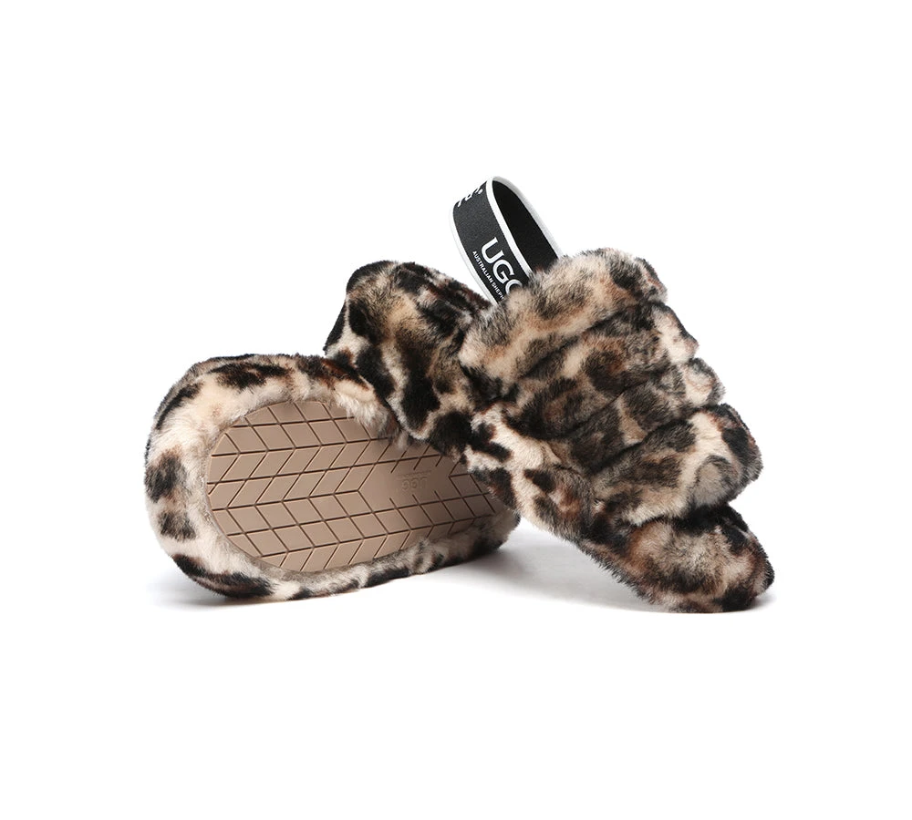 UGG Slides Women Sheepskin Wool Leopard Print Fluffy Sandals Pamela 3 UGG Slides Women Sheepskin Wool Leopard Print Fluffy Sandals Pamela - Image 3