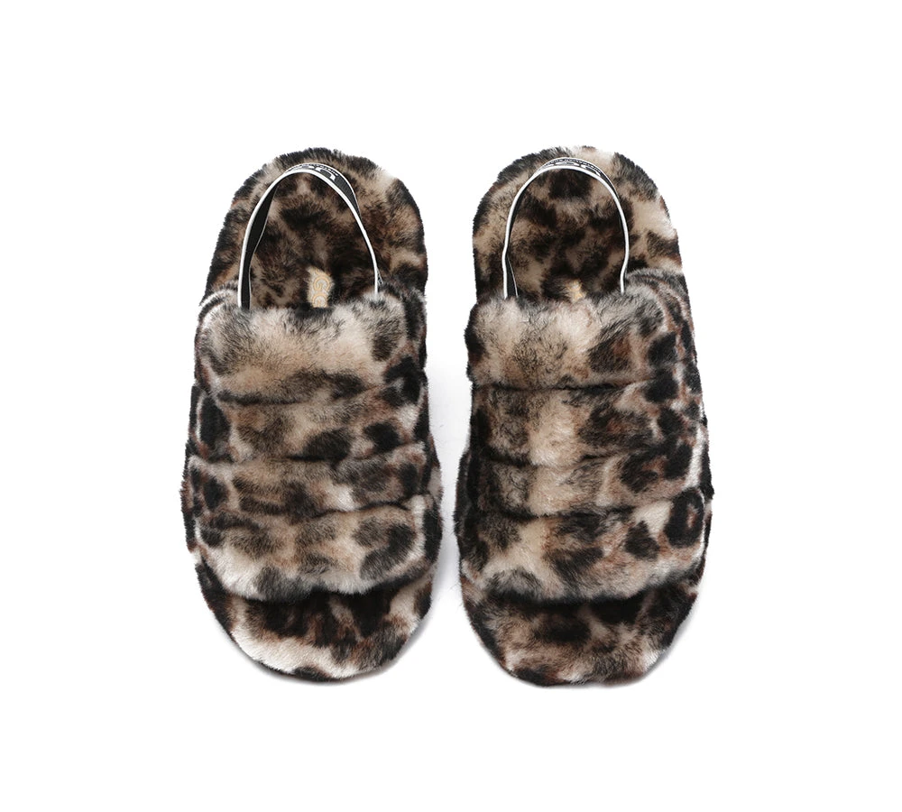 UGG Slides Women Sheepskin Wool Leopard Print Fluffy Sandals Pamela 5 UGG Slides Women Sheepskin Wool Leopard Print Fluffy Sandals Pamela - Image 5