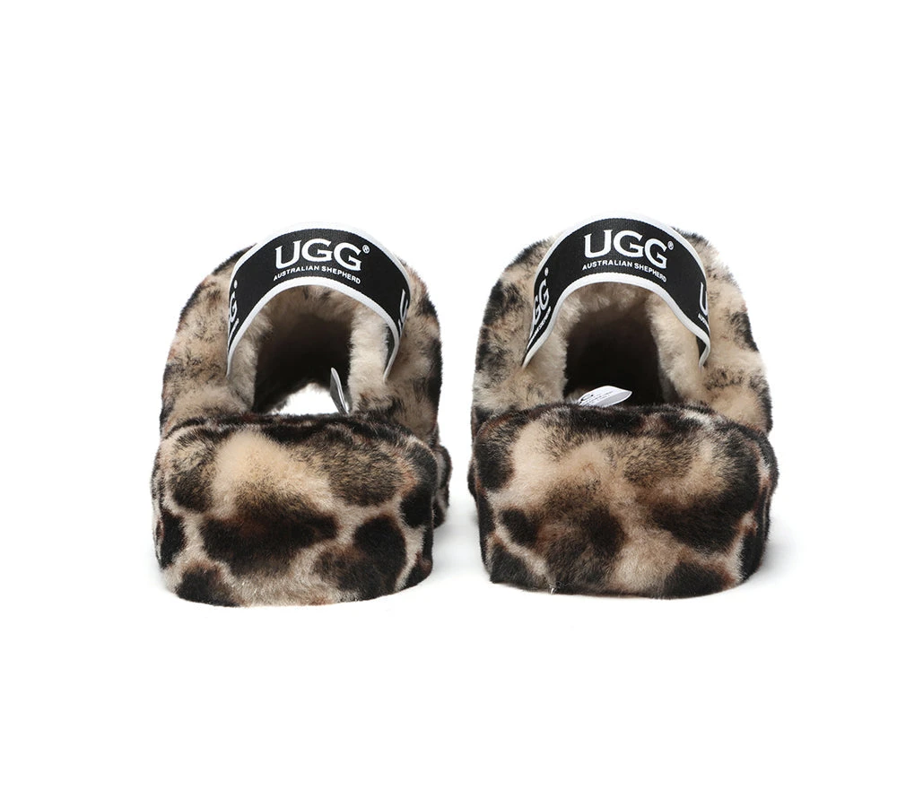 UGG Slides Women Sheepskin Wool Leopard Print Fluffy Sandals Pamela 6 UGG Slides Women Sheepskin Wool Leopard Print Fluffy Sandals Pamela - Image 6
