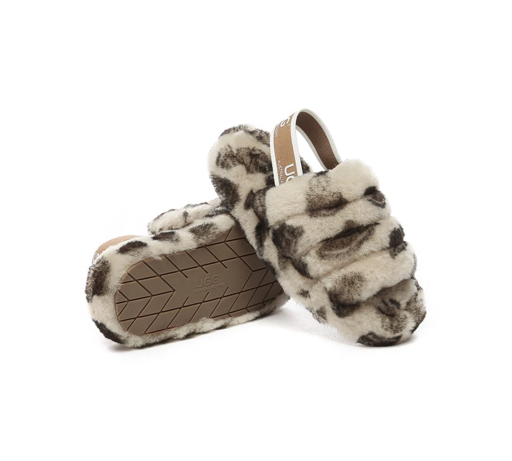 Kids Slingback Fluffy Slides Leopard Puffy 2 Kids Slingback Fluffy Slides Leopard Puffy - Image 2
