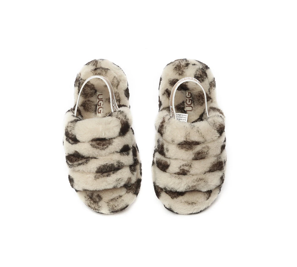 Kids Slingback Fluffy Slides Leopard Puffy 6 Kids Slingback Fluffy Slides Leopard Puffy - Image 6