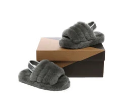Kids Slingback Fluffy Slides Puffy -Ugg slides ugg kids fluffy slides slingback puffy 12