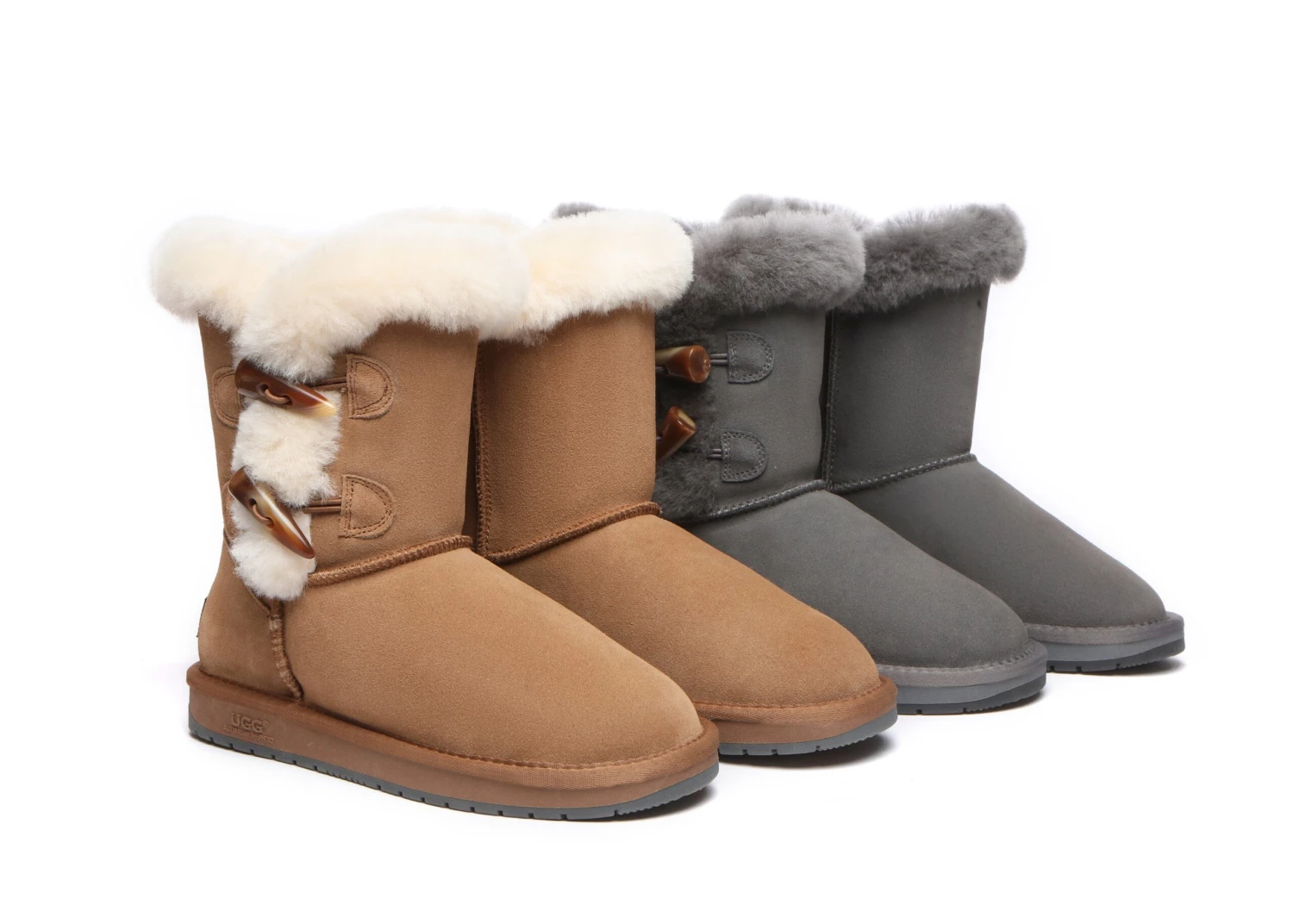 Women Short Boots Talia Twin Face Sheepskin Double Horn Toggle Closure 1 Women Short Boots Talia Twin Face Sheepskin Double Horn Toggle Closure