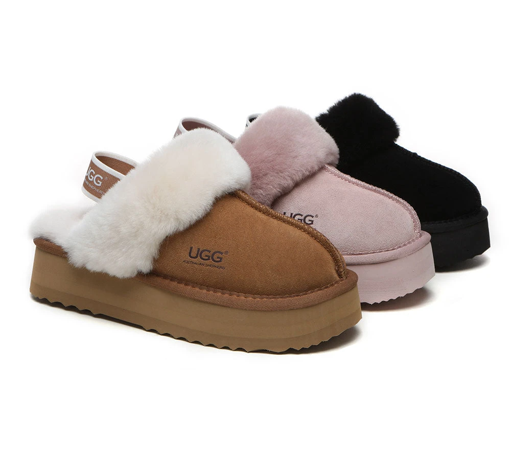 UGG Slippers Women Sheepskin Wool Removable Strap Slingback Slippers Muffin Platform 1 UGG Slippers Women Sheepskin Wool Removable Strap Slingback Slippers Muffin Platform