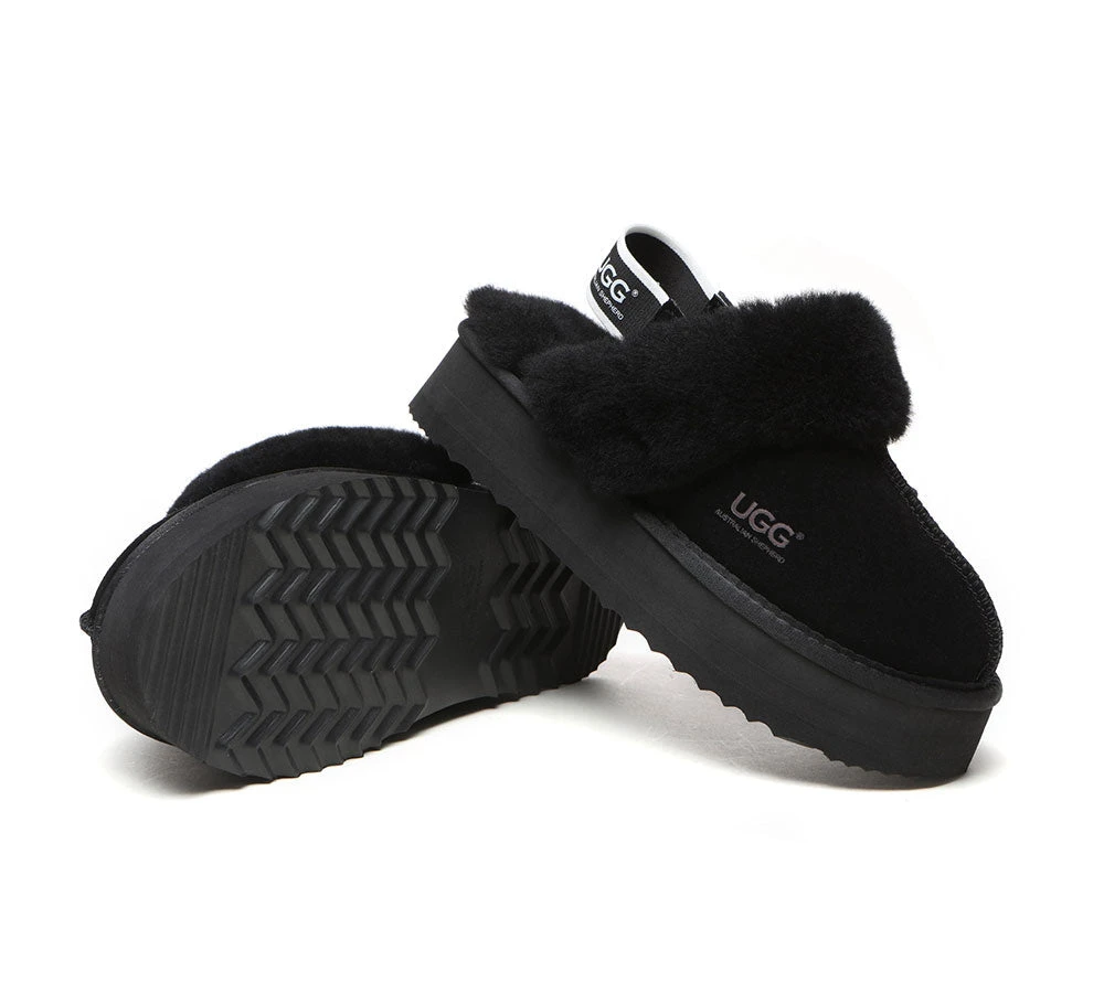 UGG Slippers Women Sheepskin Wool Removable Strap Slingback Slippers Muffin Platform 14 UGG Slippers Women Sheepskin Wool Removable Strap Slingback Slippers Muffin Platform - Image 14