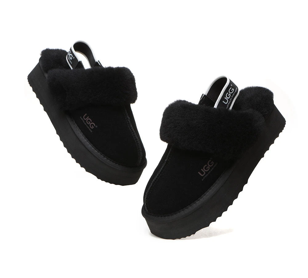 UGG Slippers Women Sheepskin Wool Removable Strap Slingback Slippers Muffin Platform 16 UGG Slippers Women Sheepskin Wool Removable Strap Slingback Slippers Muffin Platform - Image 16