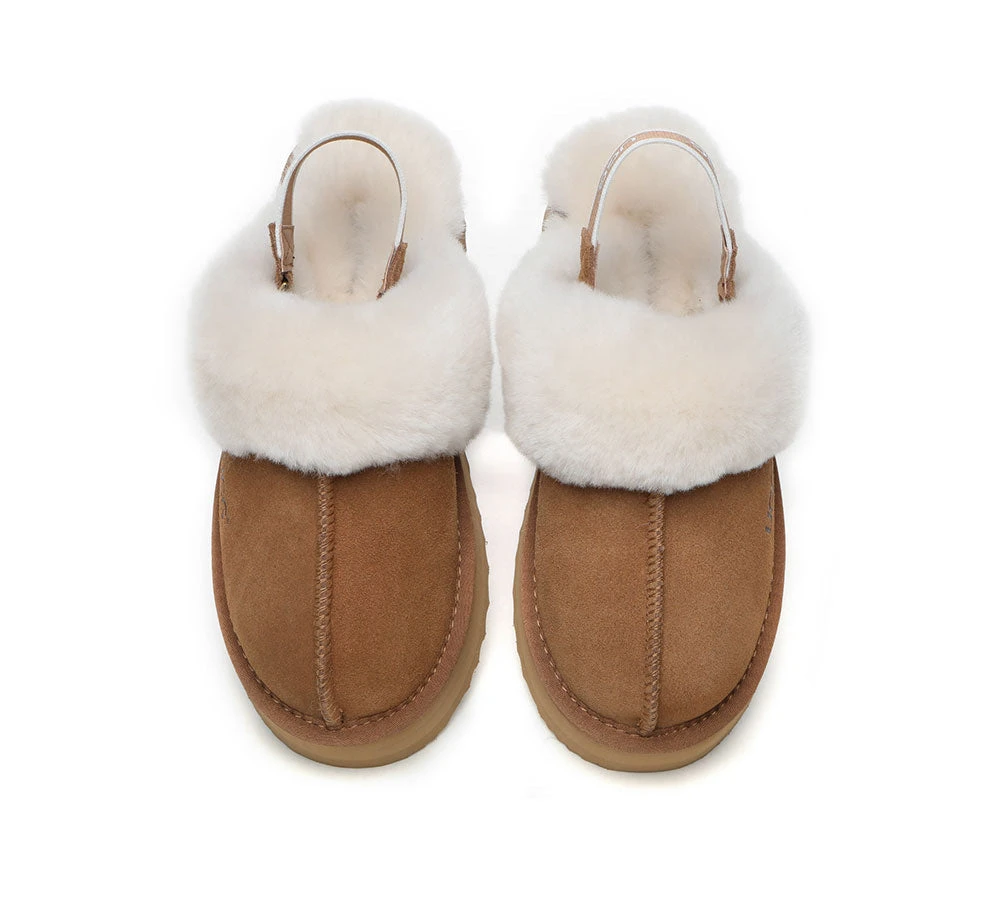 UGG Slippers Women Sheepskin Wool Removable Strap Slingback Slippers Muffin Platform 8 UGG Slippers Women Sheepskin Wool Removable Strap Slingback Slippers Muffin Platform - Image 8