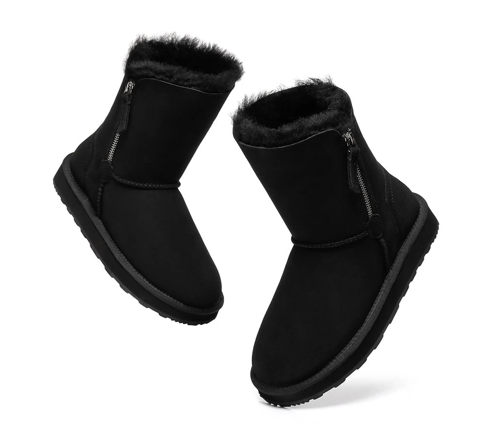 Sheepskin Zipper Short Women Boots Zipporah 15 Sheepskin Zipper Short Women Boots Zipporah - Image 15