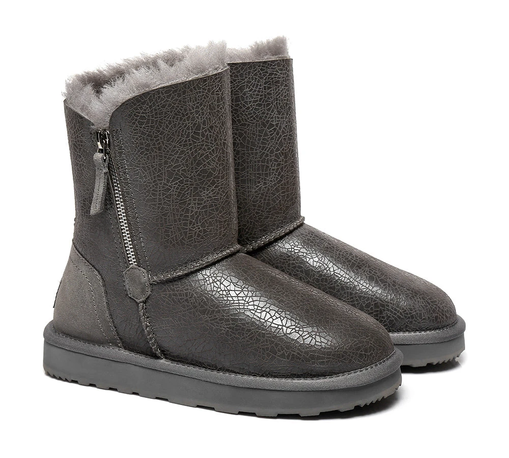 Sheepskin Zipper Short Women Boots Zipporah 3 Sheepskin Zipper Short Women Boots Zipporah - Image 3