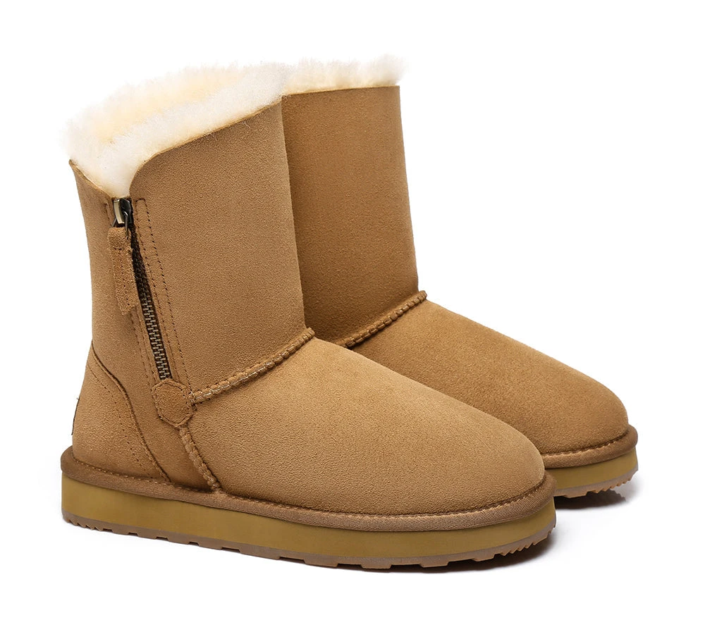 Sheepskin Zipper Short Women Boots Zipporah 8 Sheepskin Zipper Short Women Boots Zipporah - Image 8