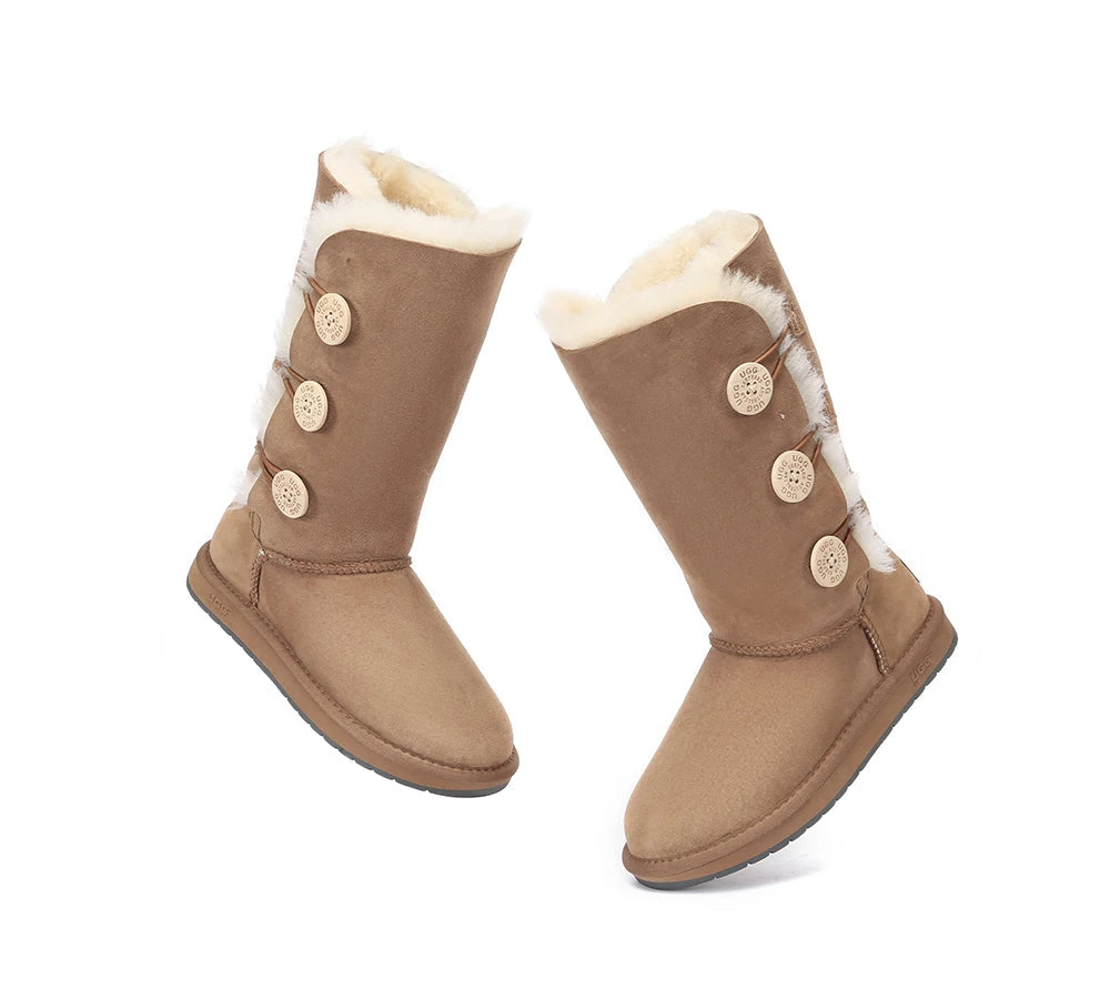 Australian Premium Double Face Sheepskin Tall Triple Button Water Resistant Boots 6 Australian Premium Double Face Sheepskin Tall Triple Button Water Resistant Boots - Image 6