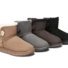 Australia Premium Double Face Sheepskin Water Resistant Mini Button Boots
