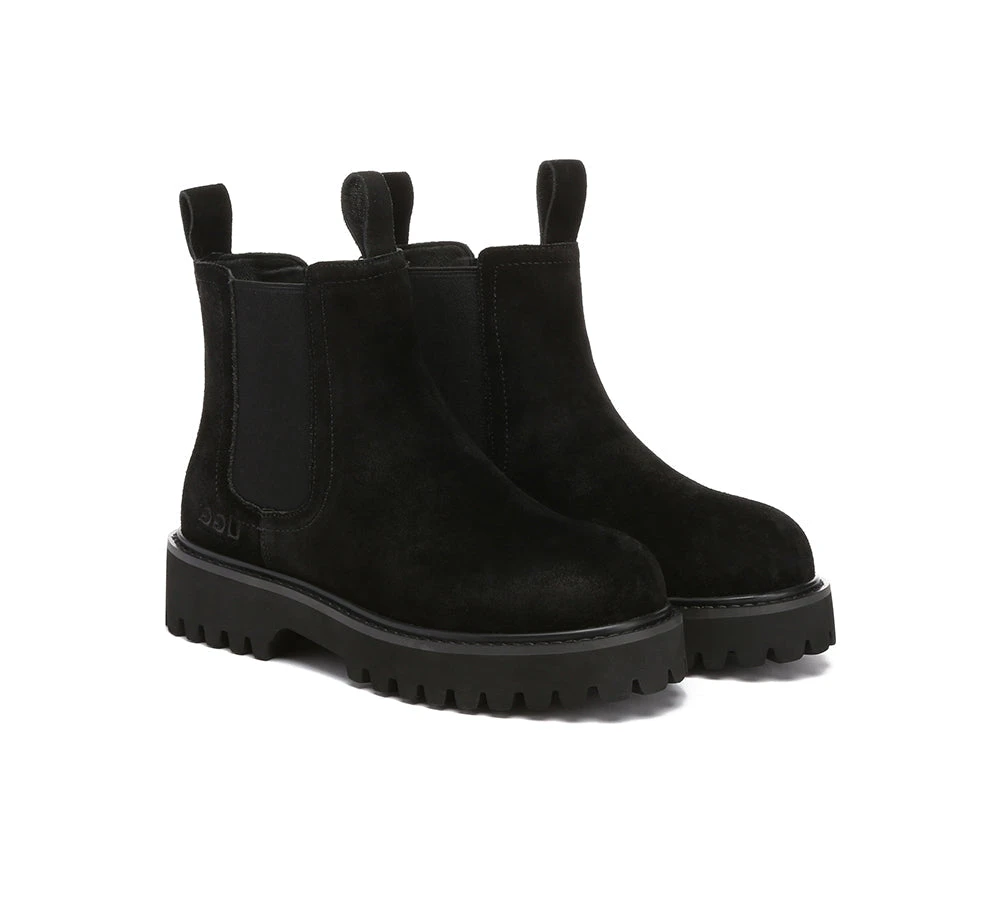 UGG Boots Sheepskin Wool Suede Chelsea Block Heel Chana 14 UGG Boots Sheepskin Wool Suede Chelsea Block Heel Chana - Image 14