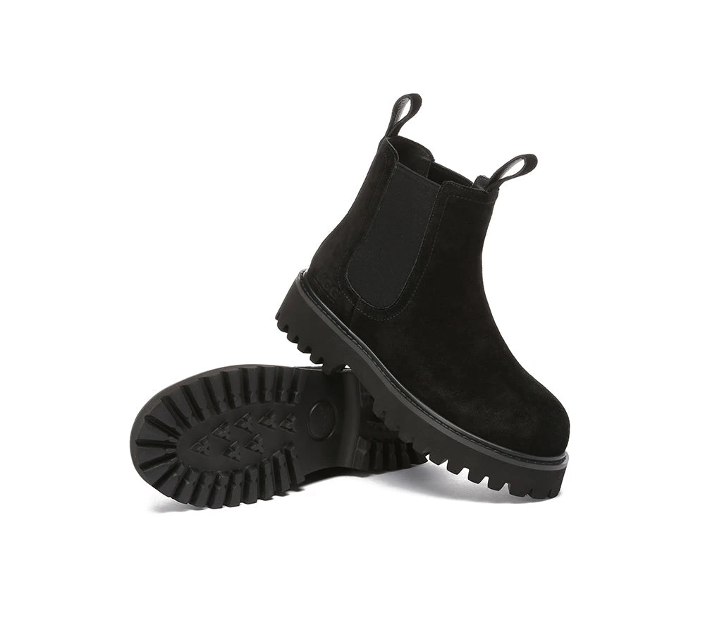 UGG Boots Sheepskin Wool Suede Chelsea Block Heel Chana 15 UGG Boots Sheepskin Wool Suede Chelsea Block Heel Chana - Image 15