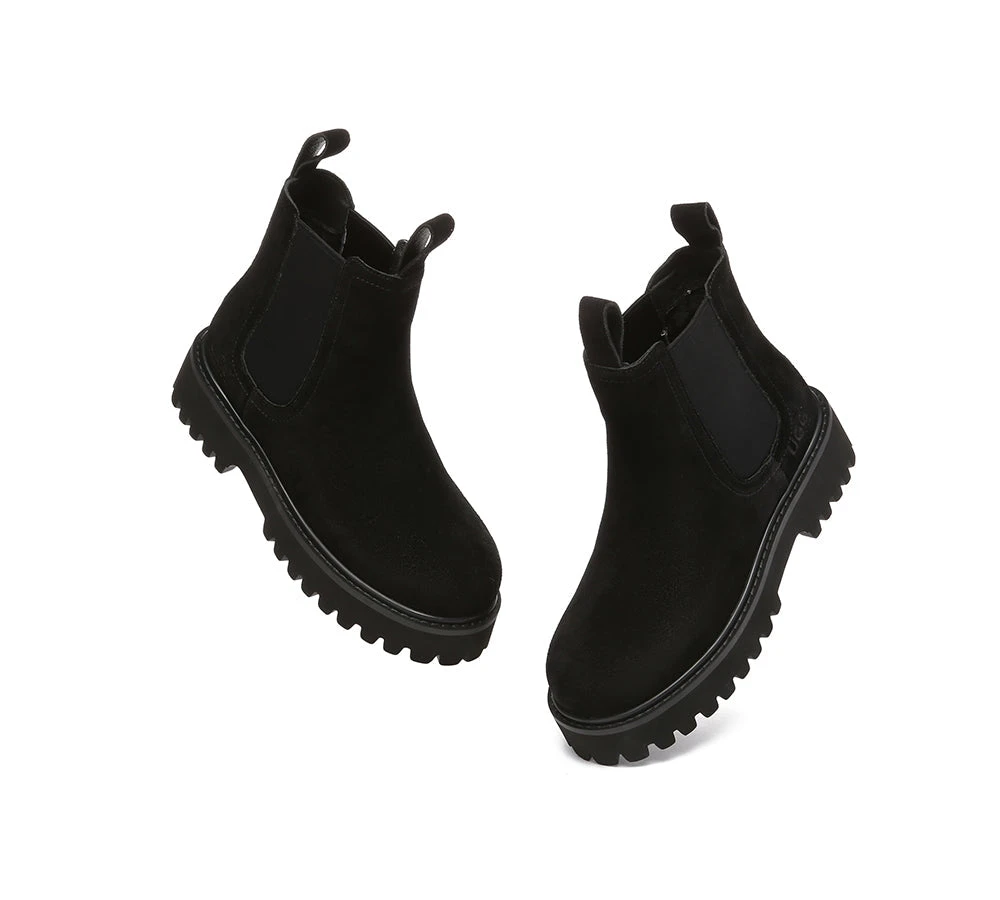 UGG Boots Sheepskin Wool Suede Chelsea Block Heel Chana 17 UGG Boots Sheepskin Wool Suede Chelsea Block Heel Chana - Image 17