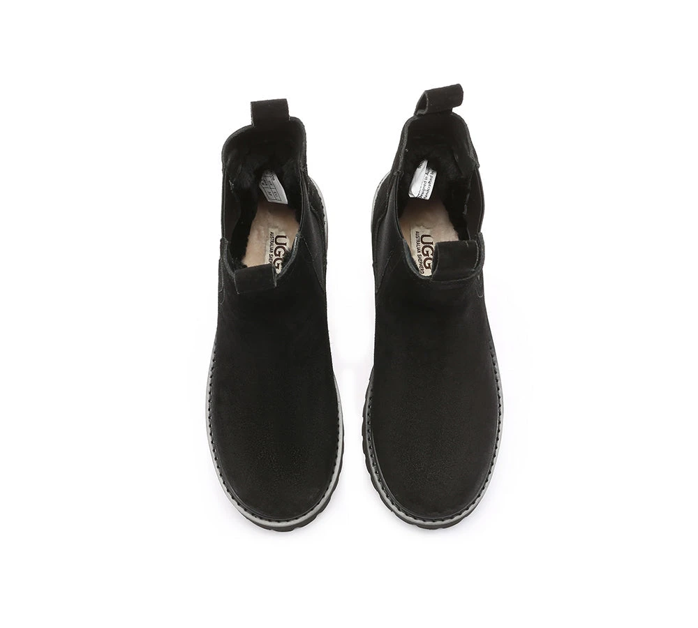 UGG Boots Sheepskin Wool Suede Chelsea Block Heel Chana 18 UGG Boots Sheepskin Wool Suede Chelsea Block Heel Chana - Image 18