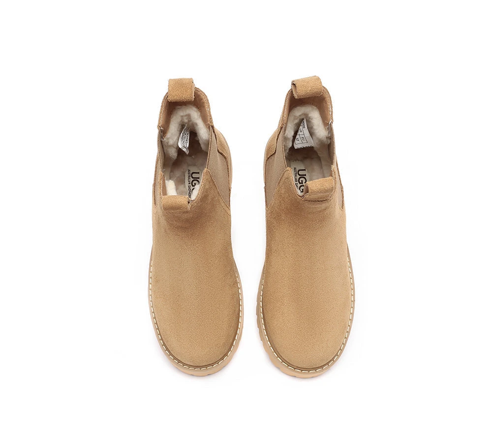 UGG Boots Sheepskin Wool Suede Chelsea Block Heel Chana 6 UGG Boots Sheepskin Wool Suede Chelsea Block Heel Chana - Image 6